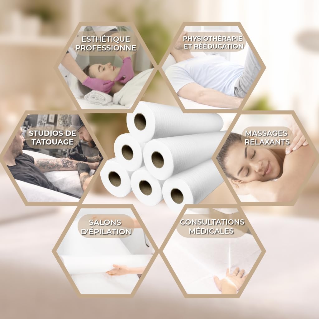 Drap Examen Medicaux Tissu Non Tissé - 6 Rouleaux - Papier Table Massage
