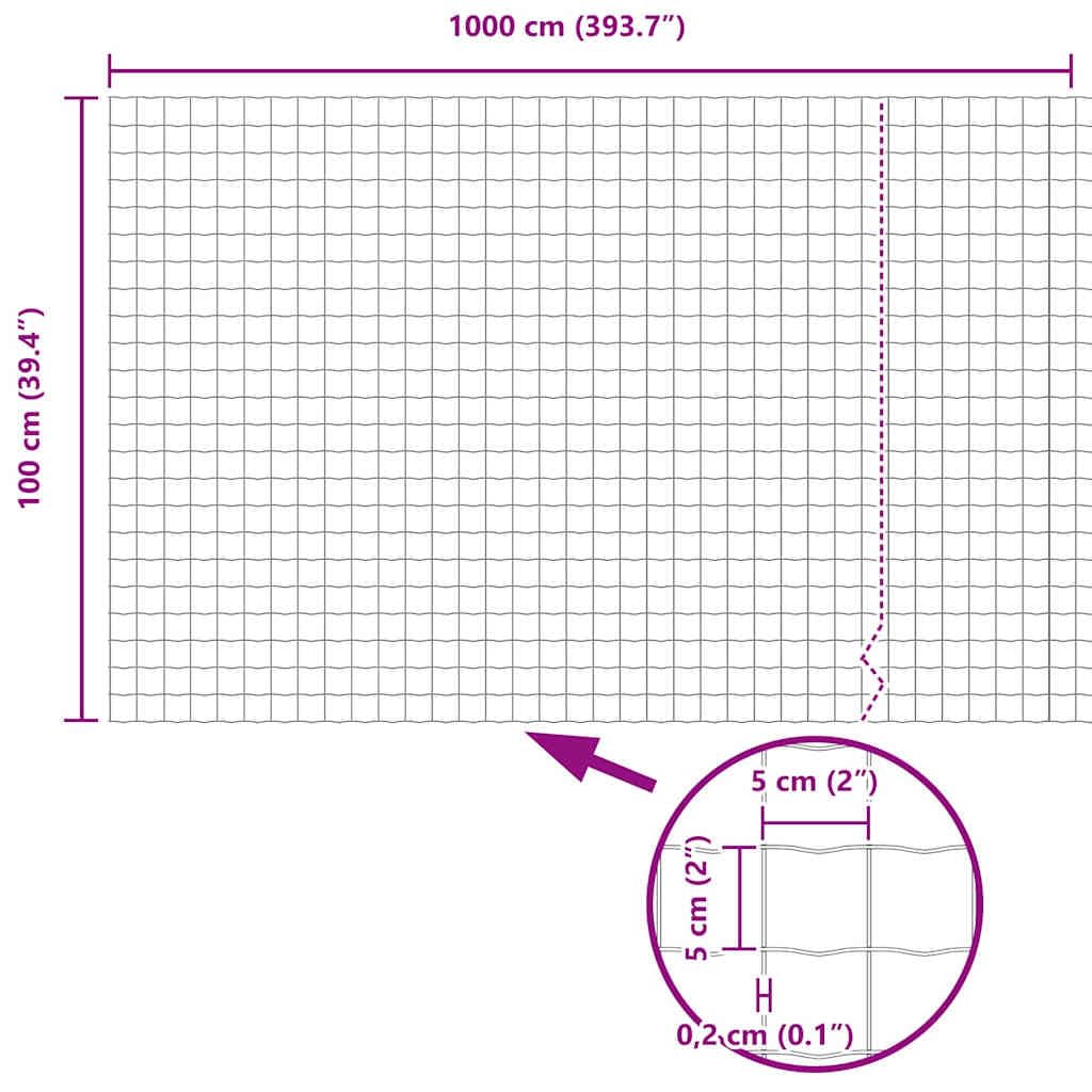 Srebrne ogrodzenie euro, 1 x 10 m, żelazo ocynkowane ogniowo, wytrzymała granica ogrodowa, trwałe metalowe ogrodzenie do użytku na zewnątrz, odporne na warunki atmosferyczne i łatwe w pielęgnacji