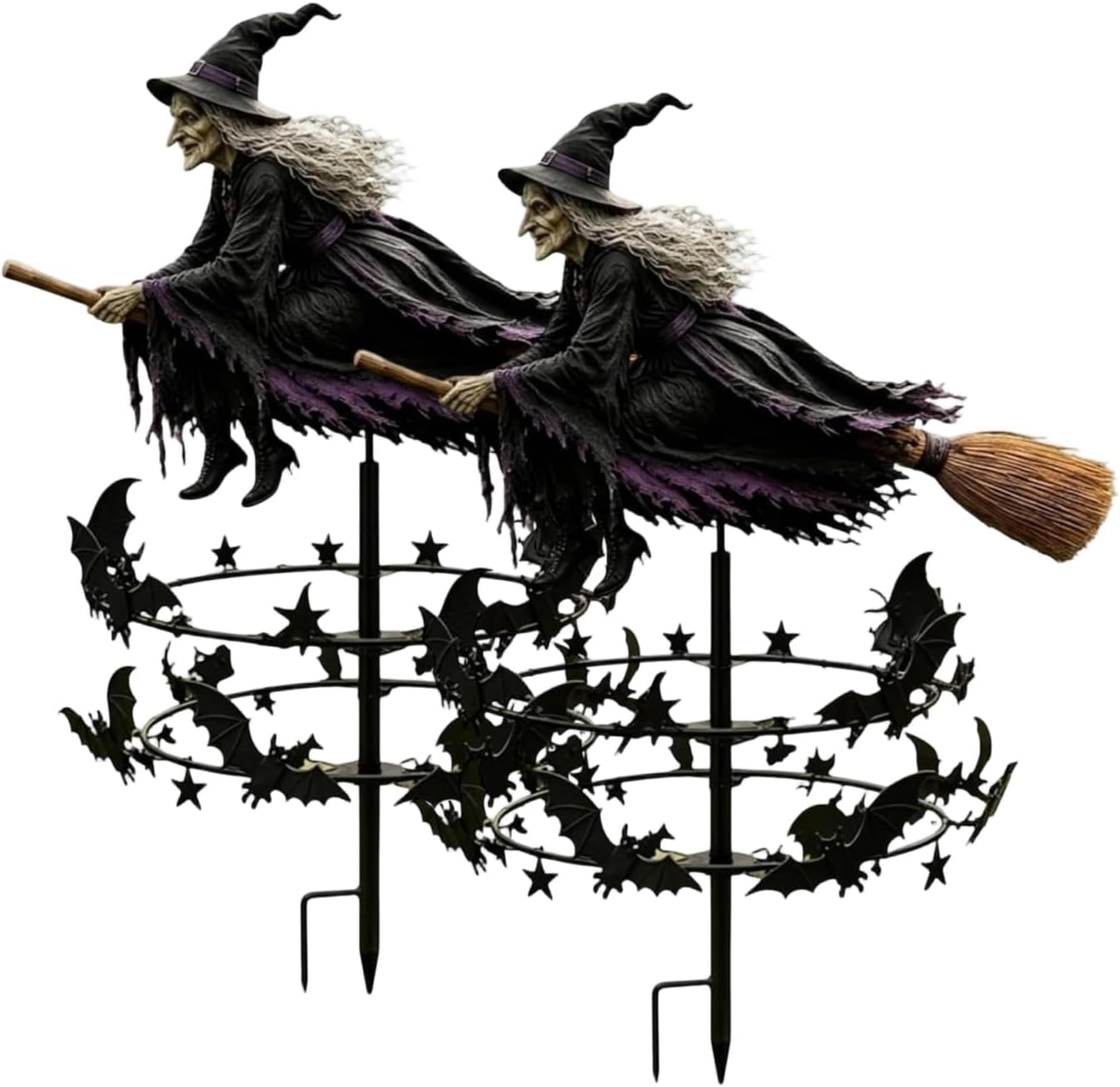 The Enchanted Witch Garden Wind Spinner,Outdoor Metal Halloween Yard Art Decor, Whimsical Garden Stake Decoration, Halloween Lawn Ornament for Garden Patio Pathway Fall