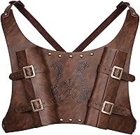Vista 1 de HZMAN Espada de tótem vikingo medieval, rana ajustable de piel sintética, doble espada, Cosplay Renacimiento LARP