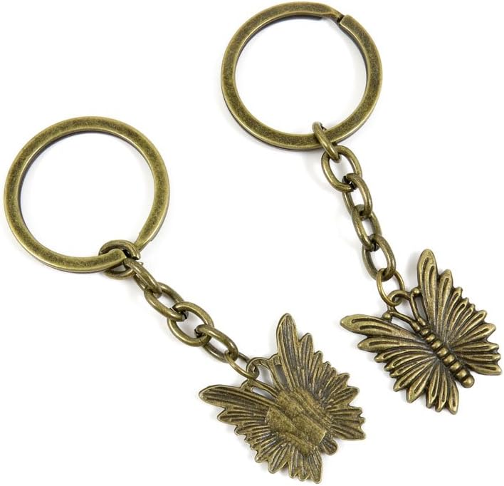 Antique Bronze Keychain Key Chain Tags Keyring Ring Jewelry Making Charms Supplies KC0443 Butterfly