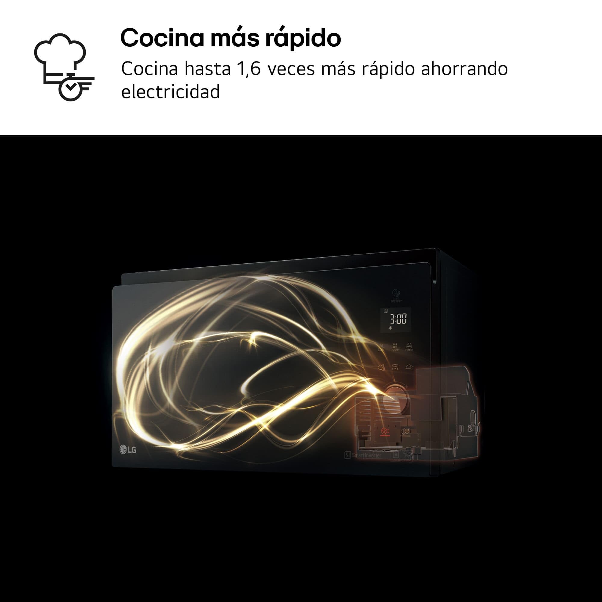 LG MJ3965BPS - Horno Microondas, 4 en 1, con Display Digital, de 39 Litros y 1100 W, Función Smart Inverter y EasyClean, Cocina Más Rápido, Mantiene Sabor, Color Negro