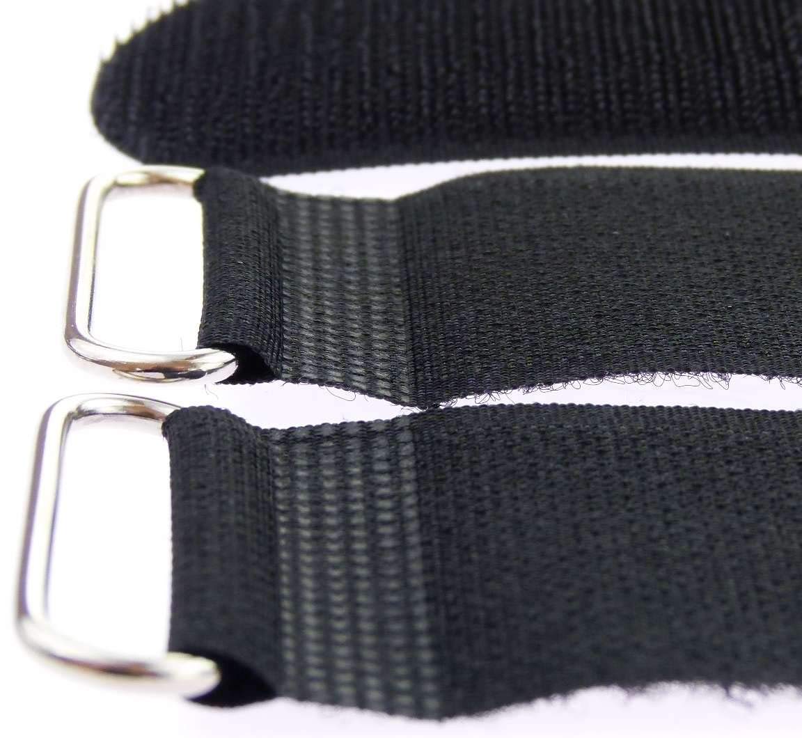 100x 80 cm x 50 mm wiederverschließbare Klett-Kabelbinder SCHWARZ mit Metall-Öse - Kabel-Klettband 800 mm wiederverwendbar