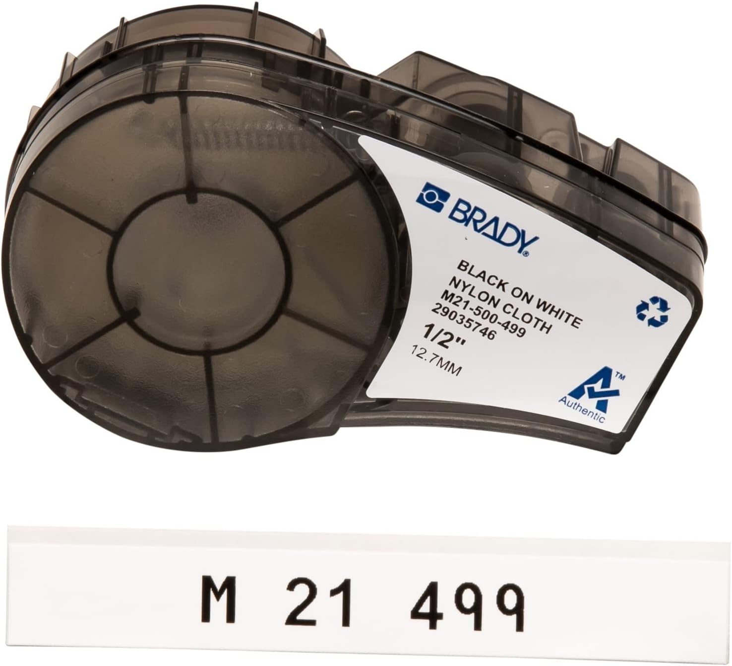 Authentic (M21-500-499) Multi-Purpose Nylon Label for General ID, Wire Marking, and Lab Labeling, Black on White- For M210, M210-LAB, M211, BMP21-PLUS and BMP21-LAB Printers, .5" W 16' L