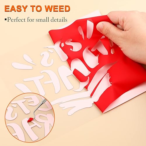 Miniatura 4 de CAREGY Rollo de vinilo de transferencia de calor para planchar HTV (12 x 9 pies, rojo)