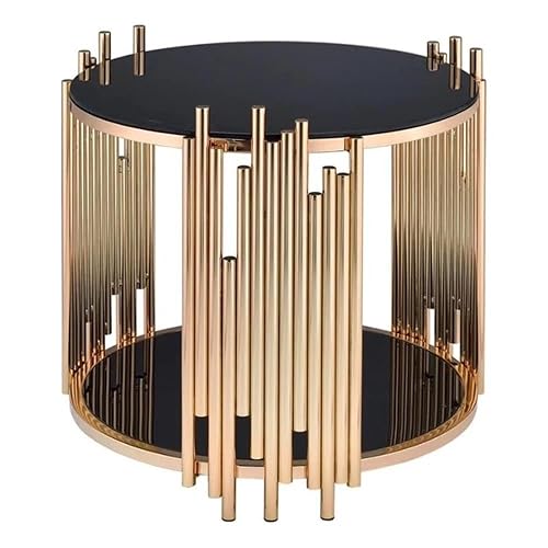 Acme Tanquin Modern Round Glass Top Coffee Table in Black