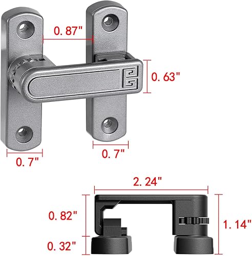 Miniatura 2 de Pestillos de puerta de granero, cerradura de puerta ajustable de 90180 grados, cierre de cerradura de puerta de ángulo recto de aleación de zinc,