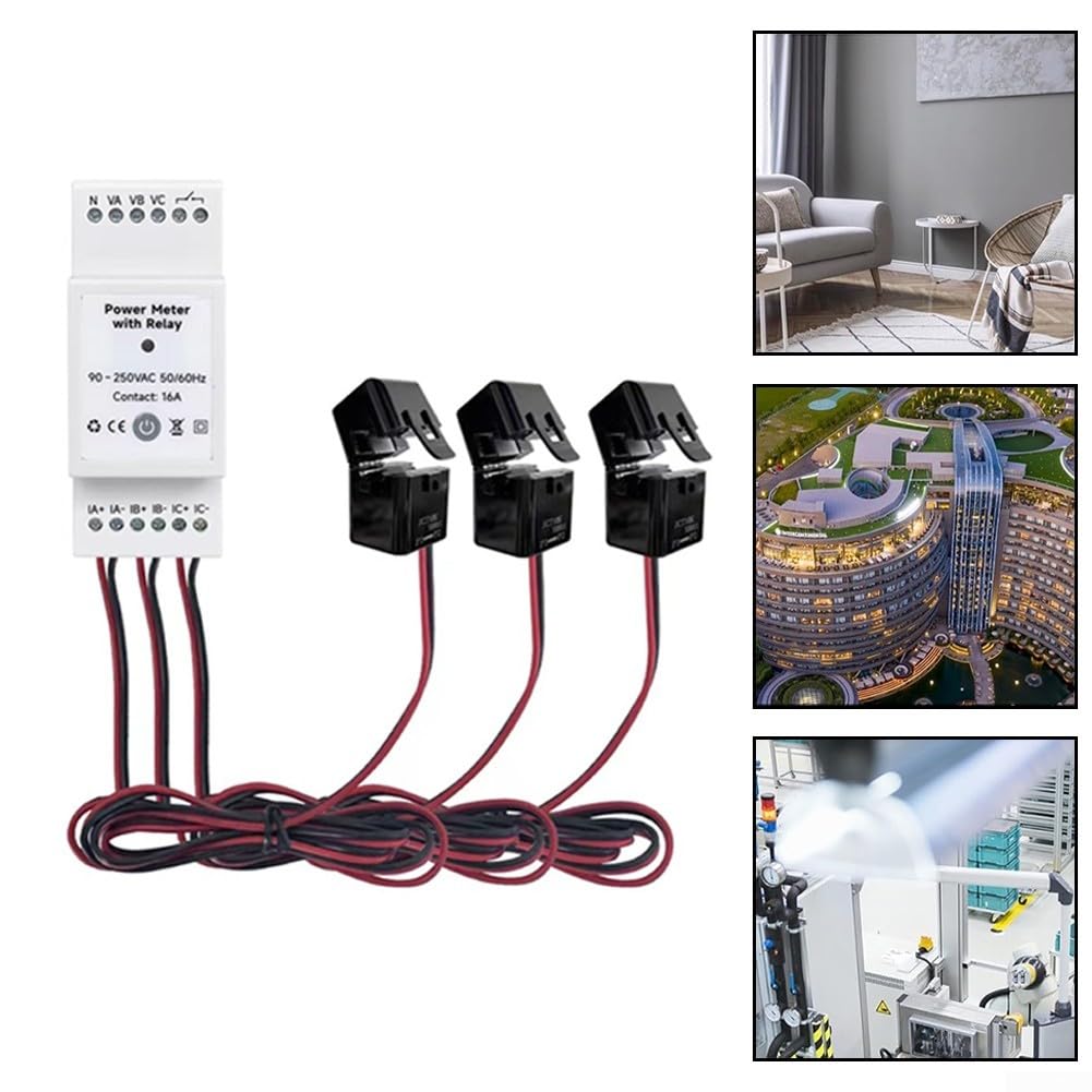 WiFi per Smart contatore di energia trifase per app Tuya, monitor di alimentazione su guida DIN con morsetti CT, monitoraggio della corrente di tensione, protezione da sovraccarico, compatibile con