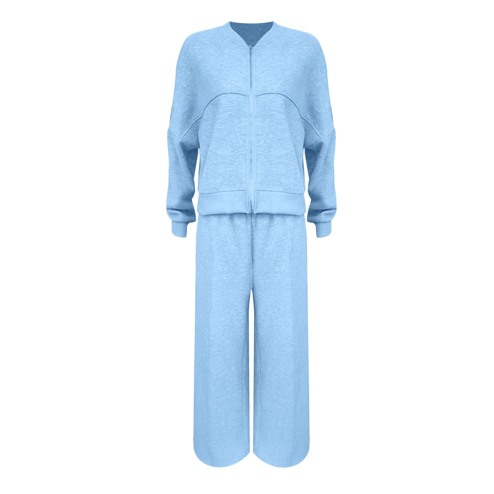 Survêtement de loisirs pour femme - Veste de jogging douillette - Avec fermeture éclair - Manches longues - Couleur unie - Printemps - Tenue de loisirs - Ensemble de loisirs - Tenue de maison