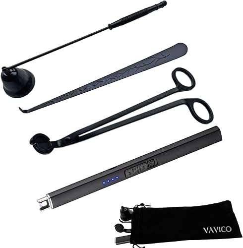 Miniatura 3 de Juego de mechas de velas, juego de encendedor de arco, kit de cuidado de velas, plasma eléctrico recargable por USB, encendedor largo a prueba de