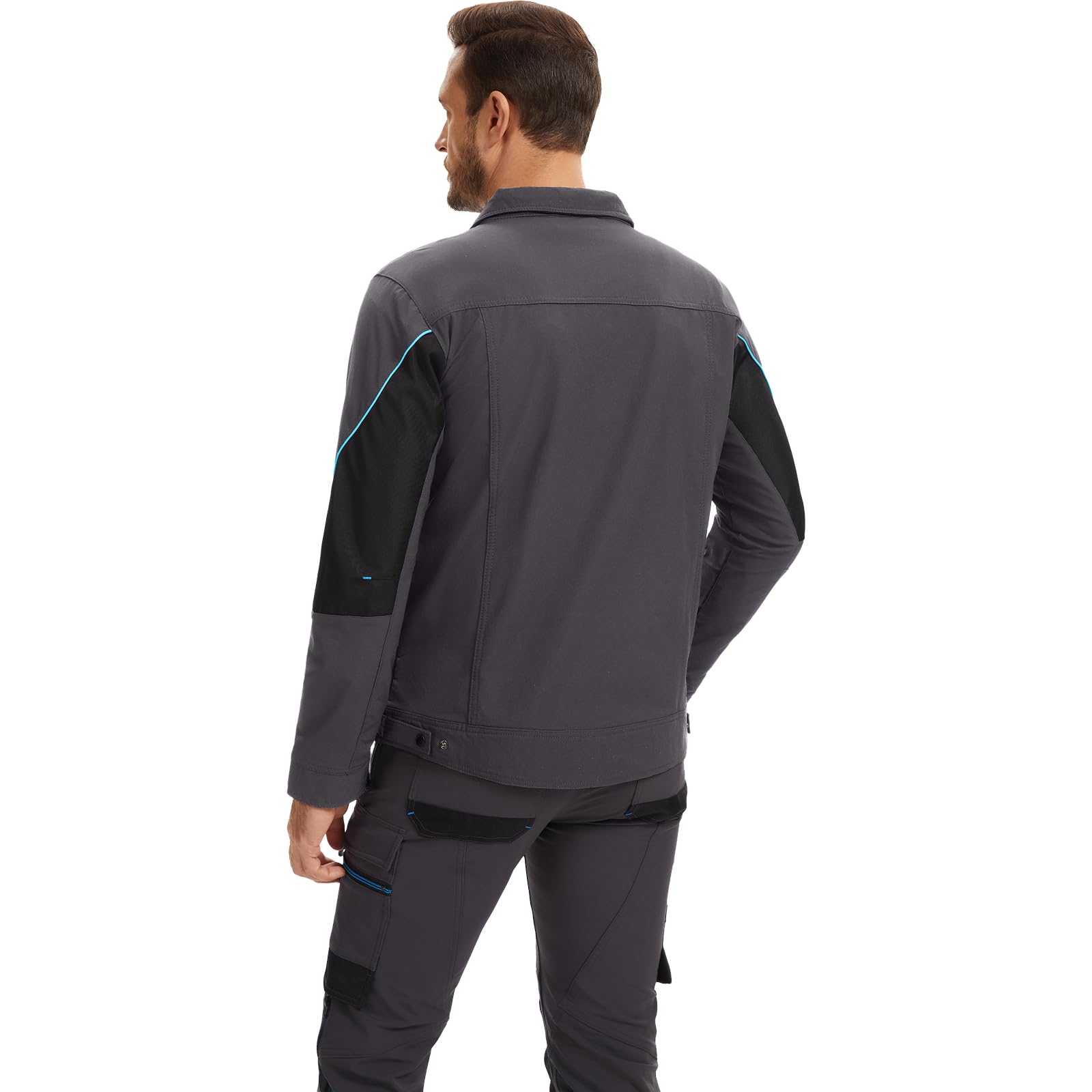 WORK IDEA Veste de travail stretch slim fit pour homme : stratégiquement renforcée, élégance professionnelle avec confort moderne