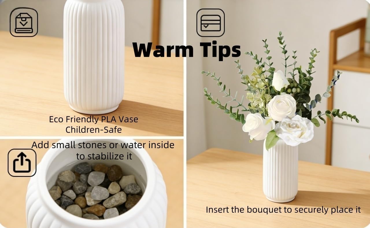Rose Artificiali Realistiche in Seta in Vaso - Eleganti Fiori Artificiali Bianchi per La Casa, Lufficio, La Tavola E Le Decorazioni per Matrimoni - Composizione Floreale Realistica