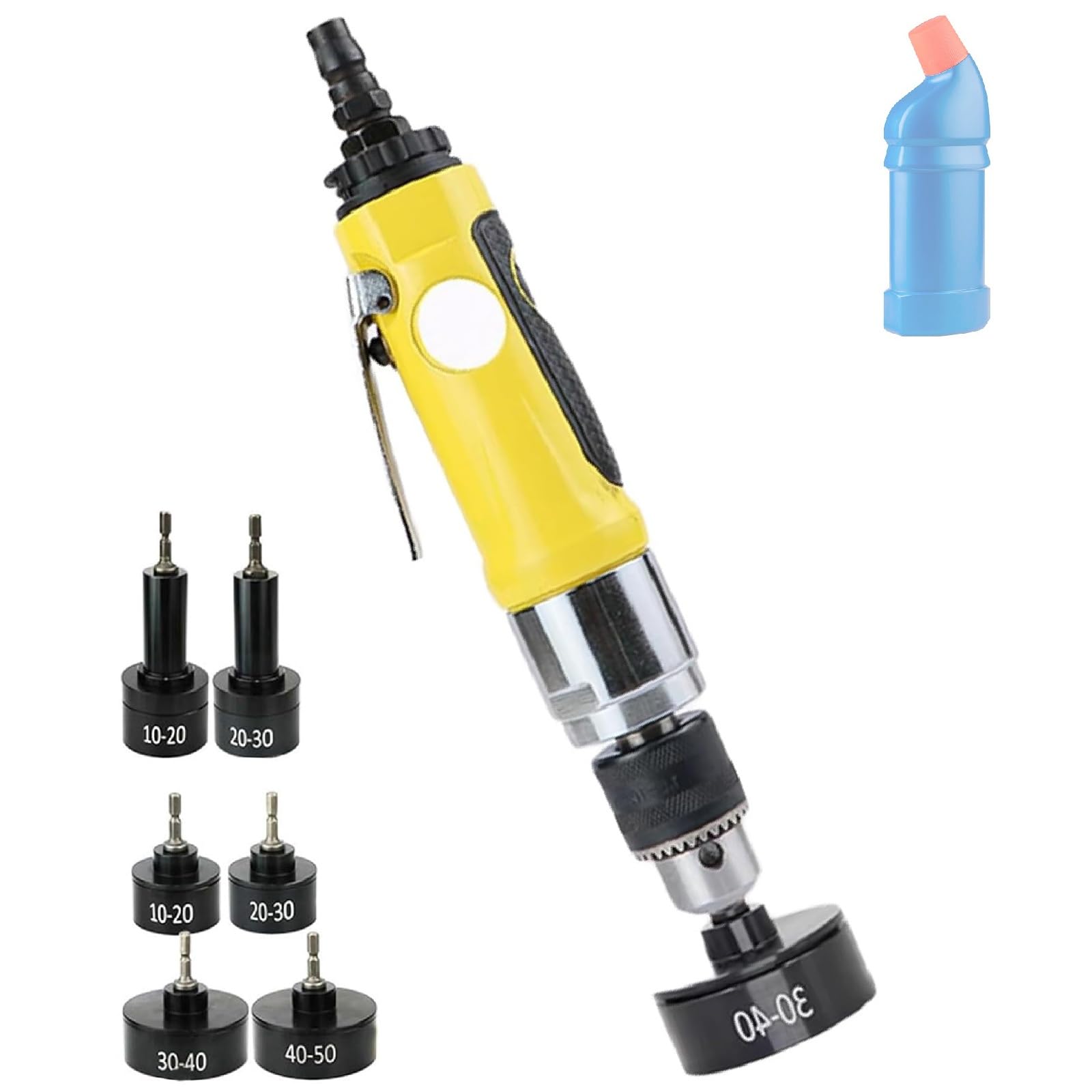 Yxyljoz Handheld Pneumatic Capper, Bottle Screw Capping Machine, Adjustable Torque, 6 Capping Heads, For Plastic Bottles 10-50Mm, E-Commerce & Chemical Packaging