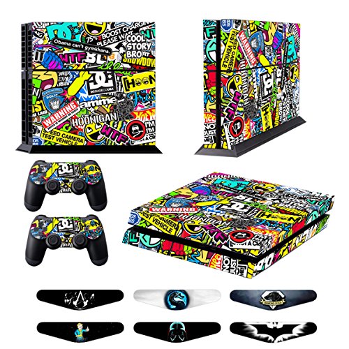 Skins for PS4 Controller - Decals for Playstation 4 Games - Stickers Cover for PS4 Console Sony Playstation Four Accessories PS4 Faceplate with Dualshock 4 Two Controllers Skin - Doodle