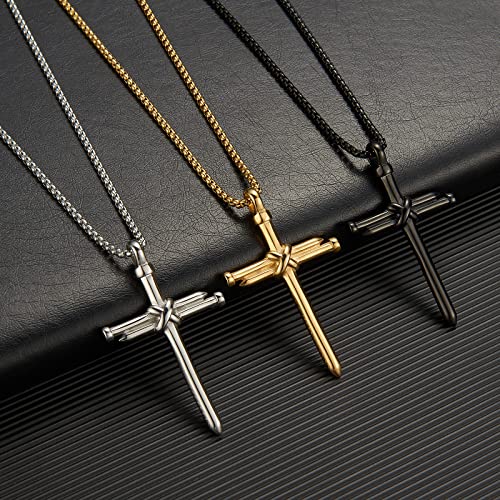 Men's Stainless Steel Nail Cross Pendant Necklace Male Jewelry4