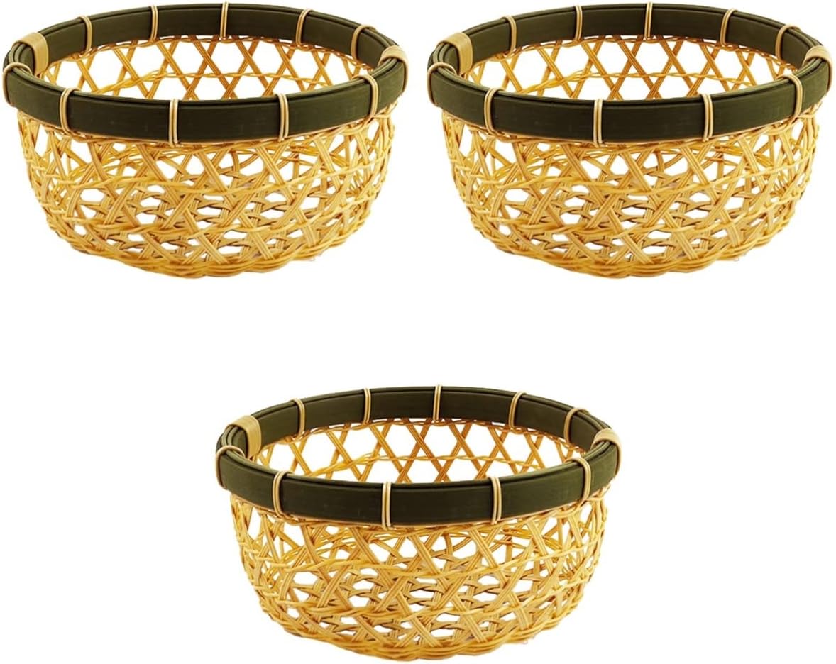 3 Pcs Fruit Basket Wire Storage Wicker Bread Holder Bread Serving Basket Woven Bread Basket Woven Snack Basket Wicker Fruit Bowl Food Tray Basket Household Pp