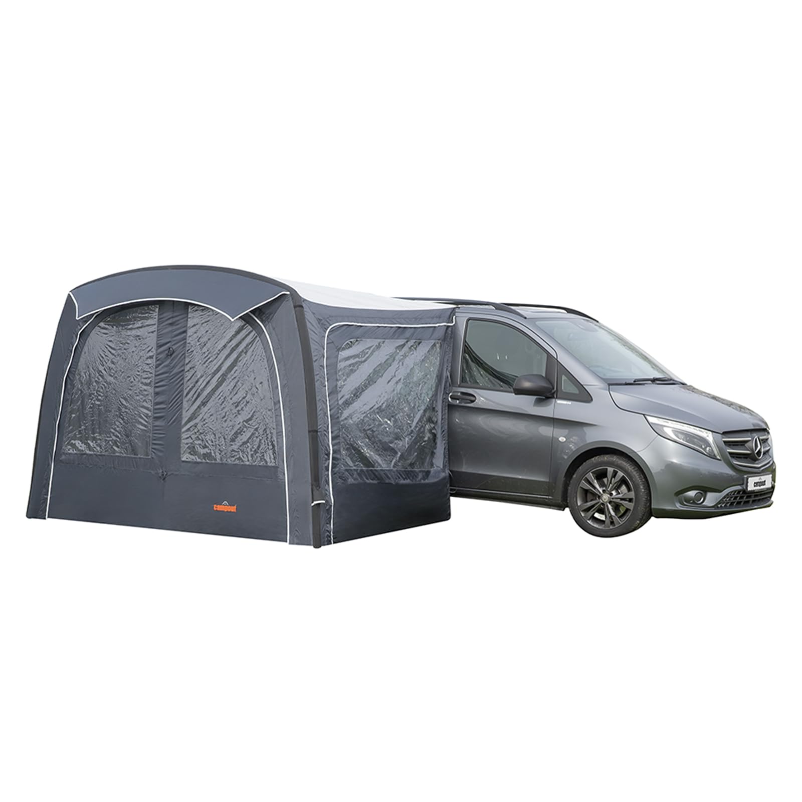 Campout Aufblasbares Busvorzelt für Campervan – 300 x 210 cm – 3000 mm Wassersäule – Anbauhöhe 180-210 cm – Aufbau in 15 Min – Inkl. Pumpe & Sturmabspannleinen