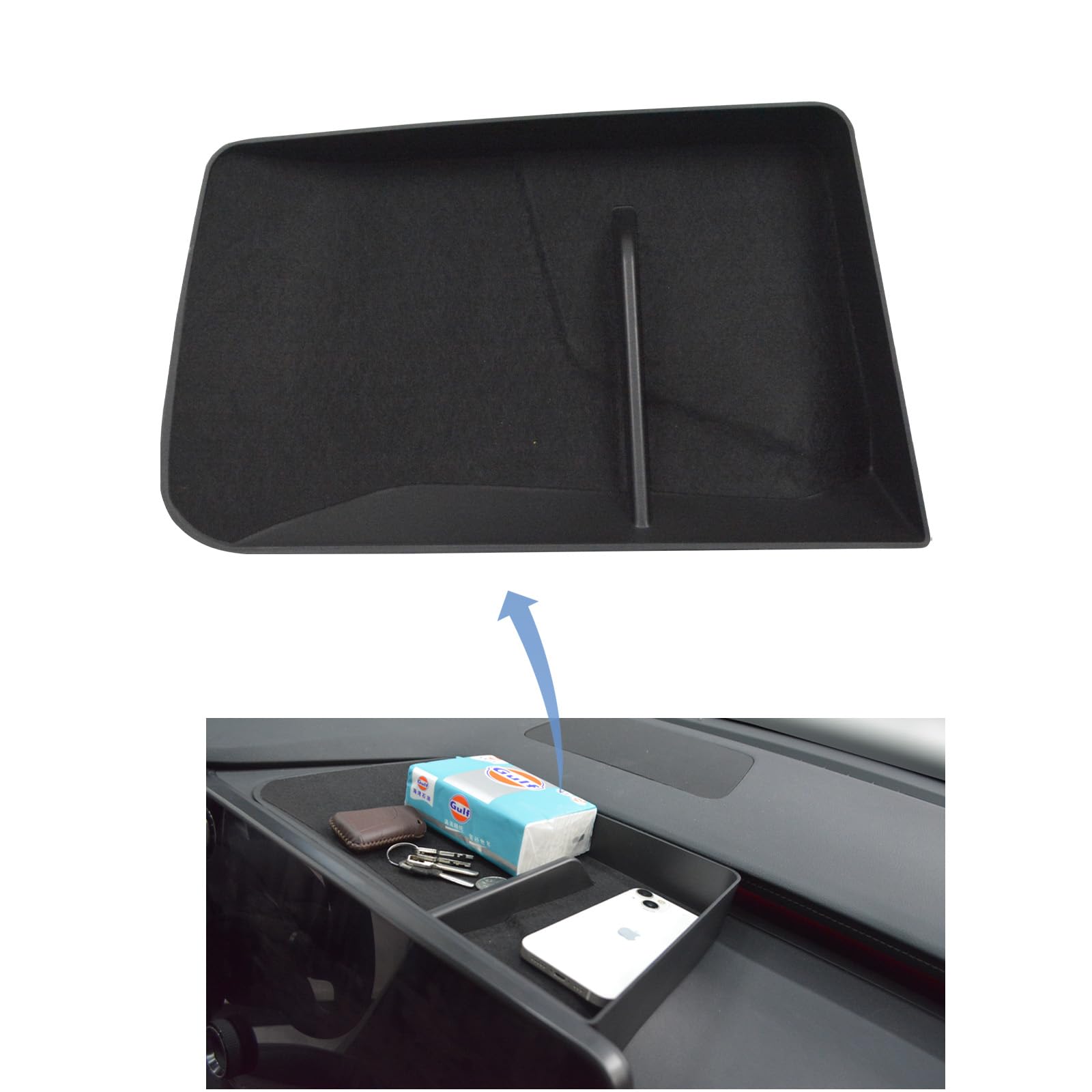 Compatible with 2023 Lexus RX Center Console Organizer,Silicone Hidden Storage Tray Behind Screen for Lexus RX 350 RX 350h RX 450h+ RX 500h Dash Tray Dashboard Organizer