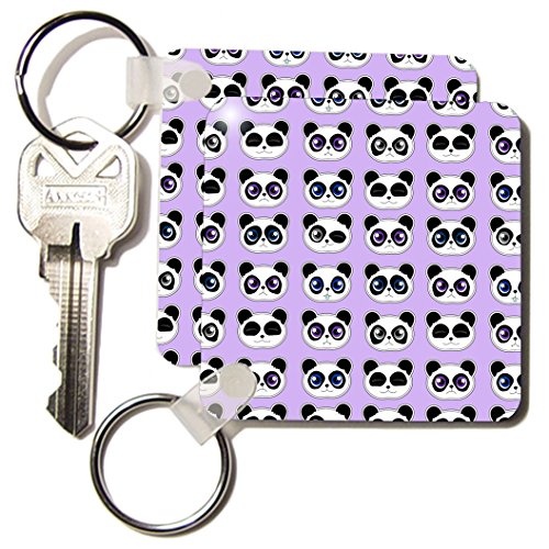 Porte-clés Cute Panda Expressions 3drose violet à offrir en lot de 2 pour un duo complice