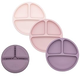WeeSprout Silicone Divided Plates (No Lids), 100% Food Grade Silicone Plates for Toddlers & Kids, Dishwasher & Microwave Safe