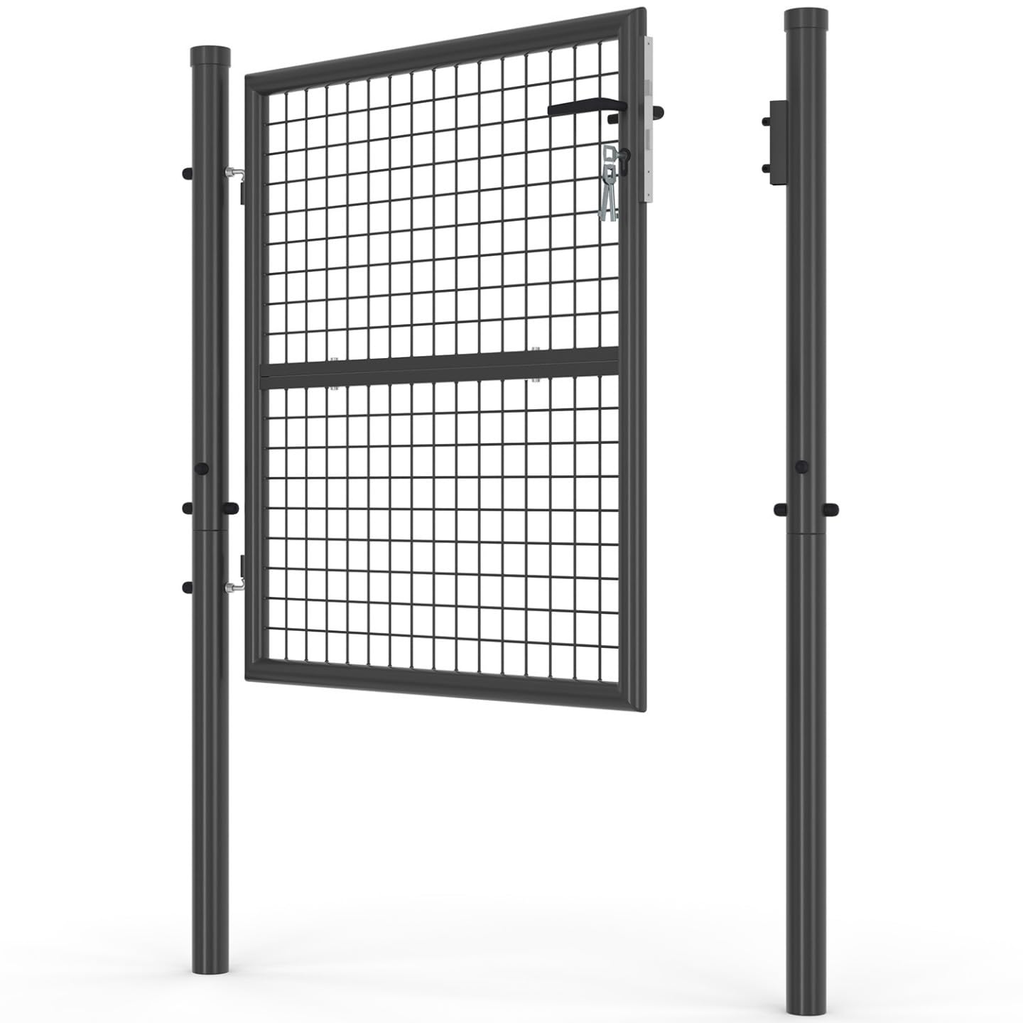 IDMarket - Portillon de jardin 105 x 100 cm en acier gris anthracite