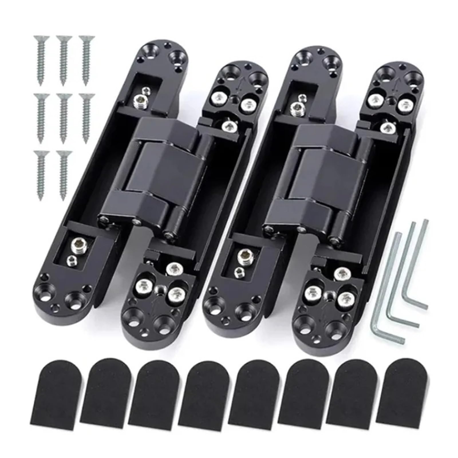 Cbtyacvlp 2Pcs 40Kg-Black 2 Pack Adjustable Hidden Invisible Door Hinge For Cross Wooden Door Outward Opening(2Pcs 40Kg-Black)
