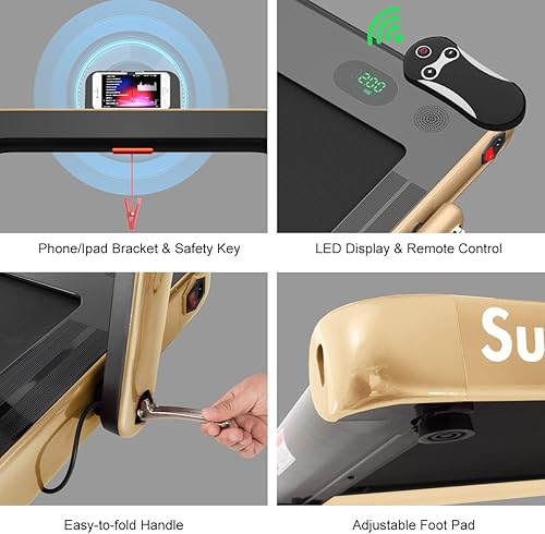 Miniatura 6 de SAFEPLUS Treadmil - Caminadora plegable portátil 2 en 1 con modos de caminar y correr y correr debajo del escritorio, caminadora debajo del