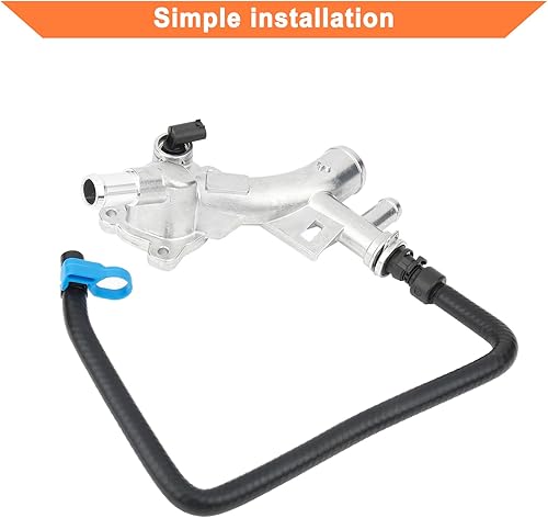 Miniatura 5 de Salidas de carcasa de refrigerante de aluminio del motor con mangueras (2 unidades). Apto para Chevy Cruze, Sonic, Trax y Buick Encore 1.4L.