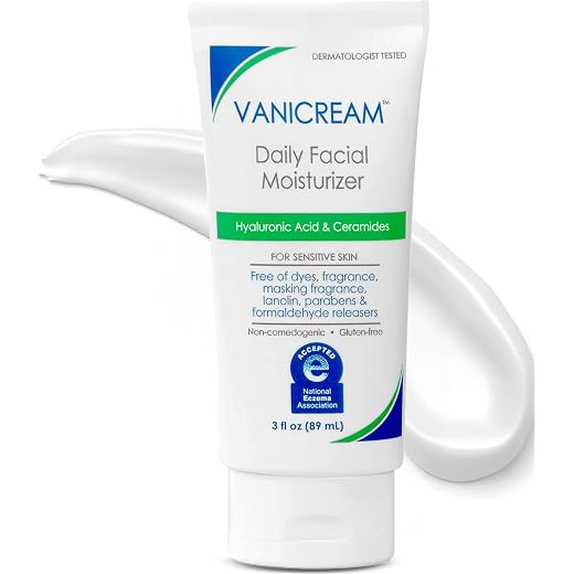 Vanicream Daily Facial Moisturizer With Ceramides and Hyaluronic Acid - Formulated Without Common Irritants for Those with Sensitive Skin, 3 fl oz (Pack of 1)