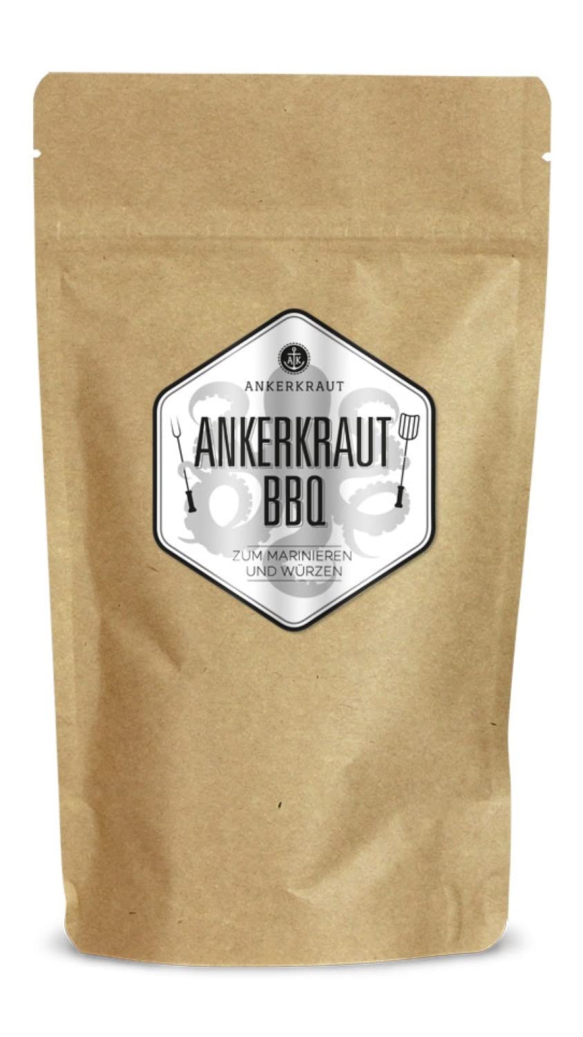 Ankerkraut BBQ, BBQ-Rub, das Original Gewürz mit leicht scharfer Note, mit Knoblauch und Oregano, 160 g im Beutel