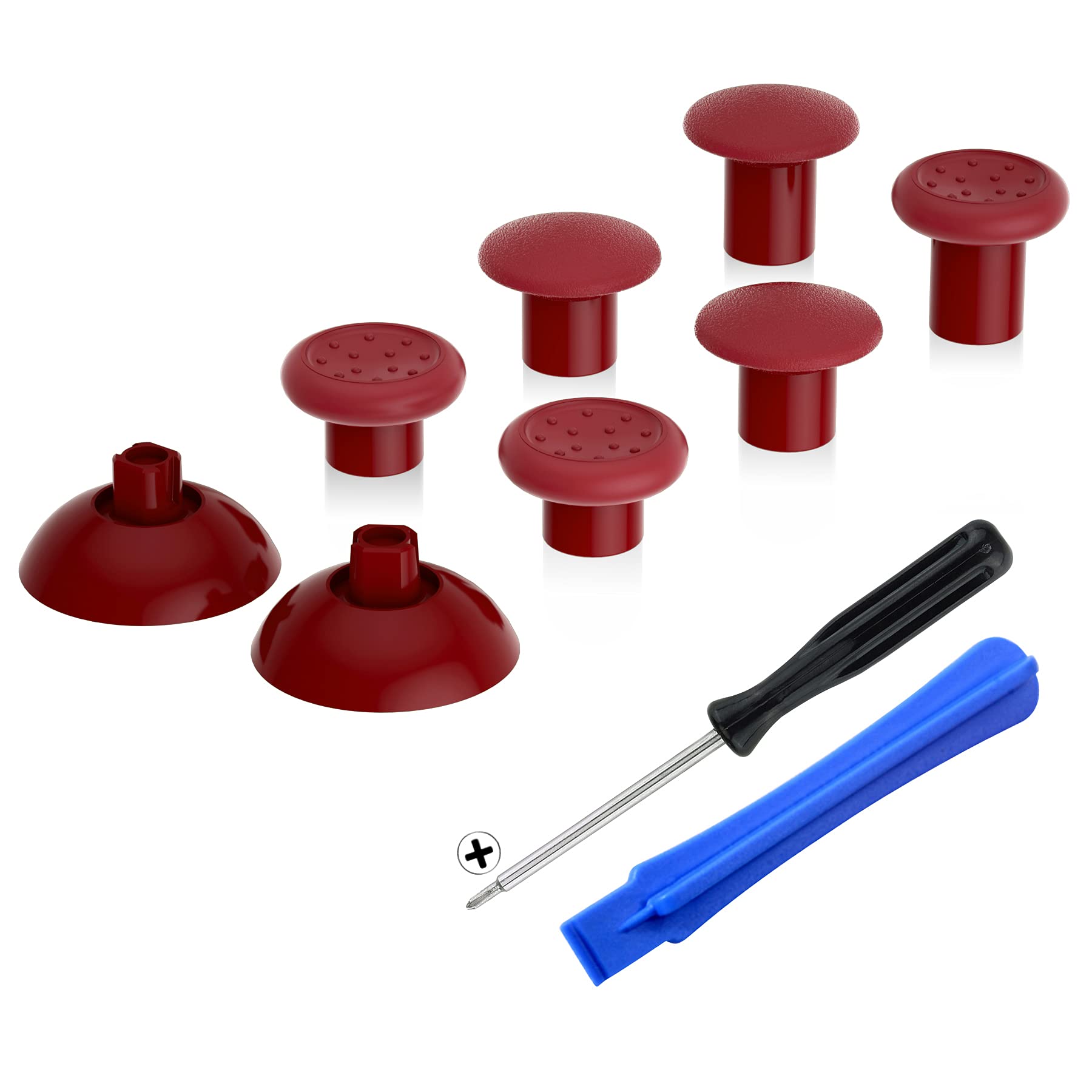 eXtremeRate ThumbsGear Interchangeable Ergonomic Thumbstick for PS5 Controller, for PS4 All Model Controller - 3 Height Domed and Concave Grips Adjustable Joystick - Carmine Red