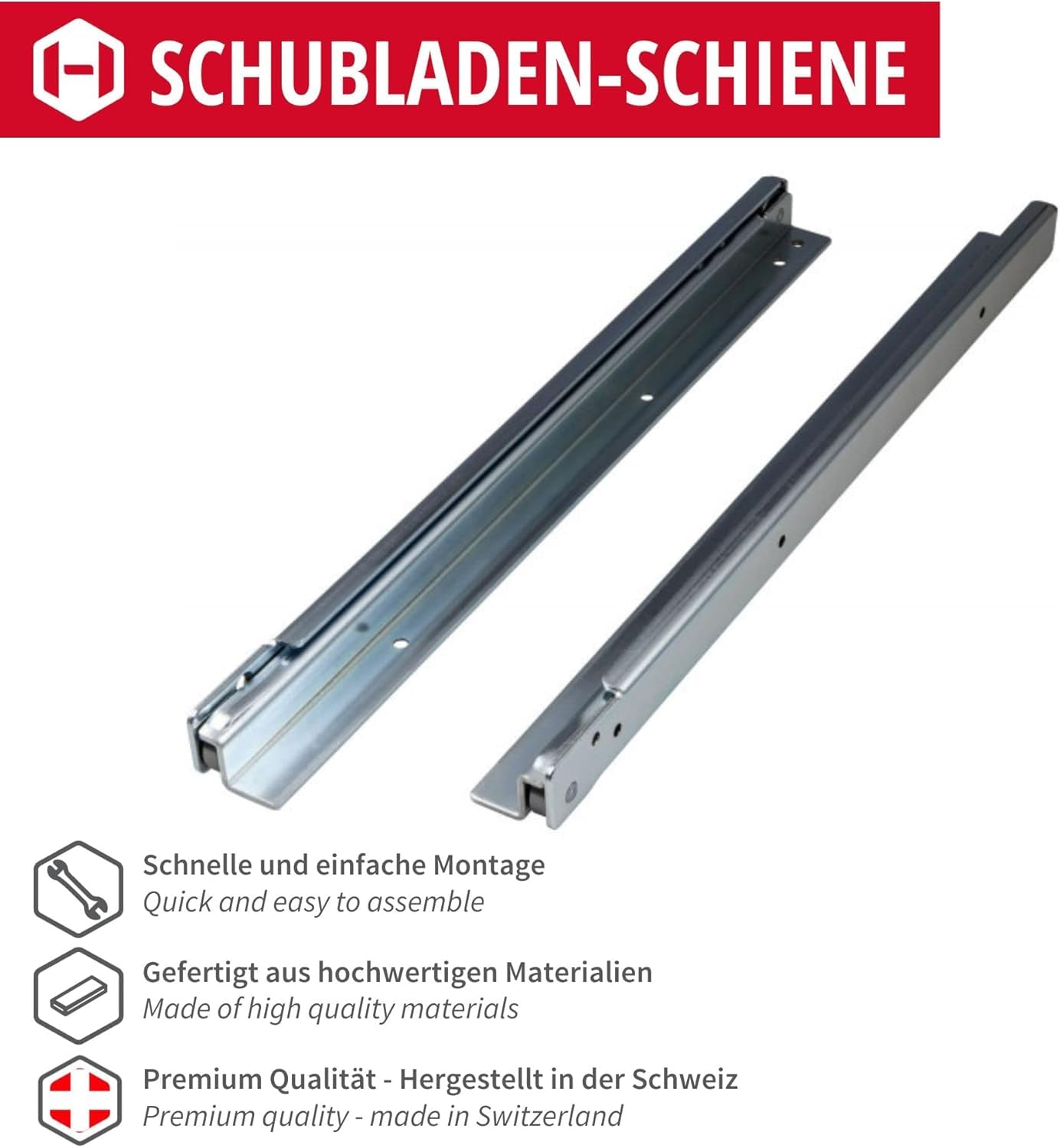 Gedotec Guida per cassetti ad estrazione parziale 800 mm Guida per cassetti a montaggio superficiale | FR206 | portata 100 kg | acciaio zincato
