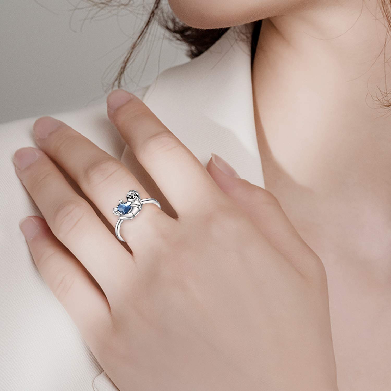 YAFEINI Anelli bradipo in argento Sterling 925 bradipo anelli per donne ragazze decorazioni natalizie regali