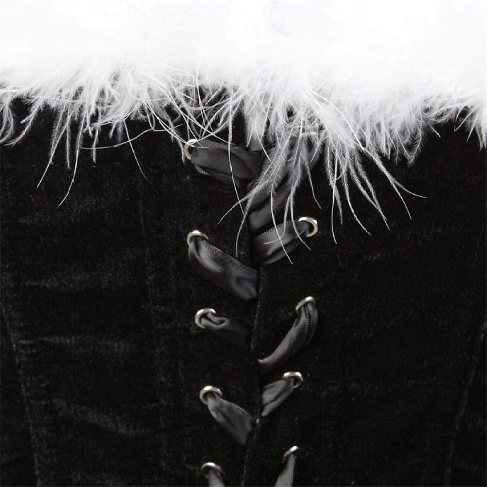 YUHOOE Set Di Lingerie Natalizia Da Donna,Bustier Con Corsetto Overbust Con Cerniera E Cinturino Sexy Con Fiocco In Piume,Costume Da Babbo Natale Burlesque Per Donna