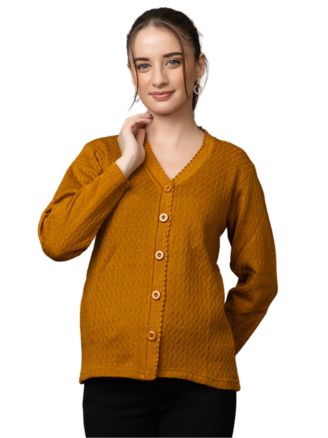 Women Woolen V Neck Casual Wear Stylish Cardigan Sweaters for Winter with Side Pocket | Cozy and Warm Winter Sweater for Girls/Ladies-image-38