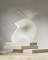 UPWOIGH Handmade Large White Ceramic Balancing Sculpture 9.45x8.6x9.45in - Premium Matte Art for Living Room Table Decor