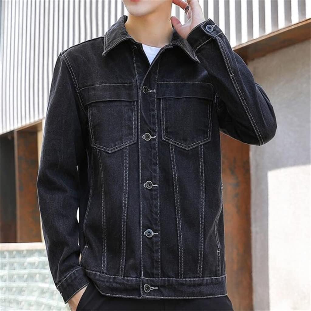 Black Denim Jacket Male Spring And Autumn Trend Loose Clothes(5XL code)