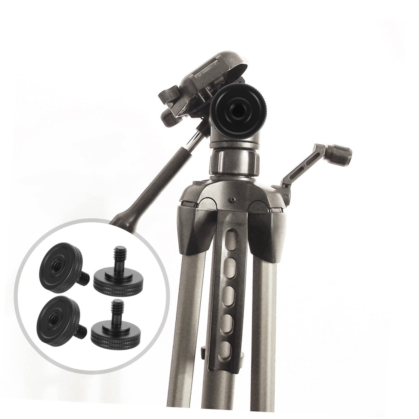 Viti A Testa Zigrinata 1/4" Per Treppiedi - 4 Pezzi, In Lega Alluminio, Per Fotocamere E Videocamere - Foto 10