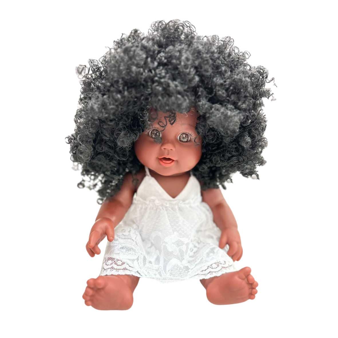 African American Reborn Baby Doll | Black Baby Doll | Light Weighted Soft American Doll | Dark Brown Skin | Realistic African Doll | Soft Weighted Body Dolls for Girls (white dress)