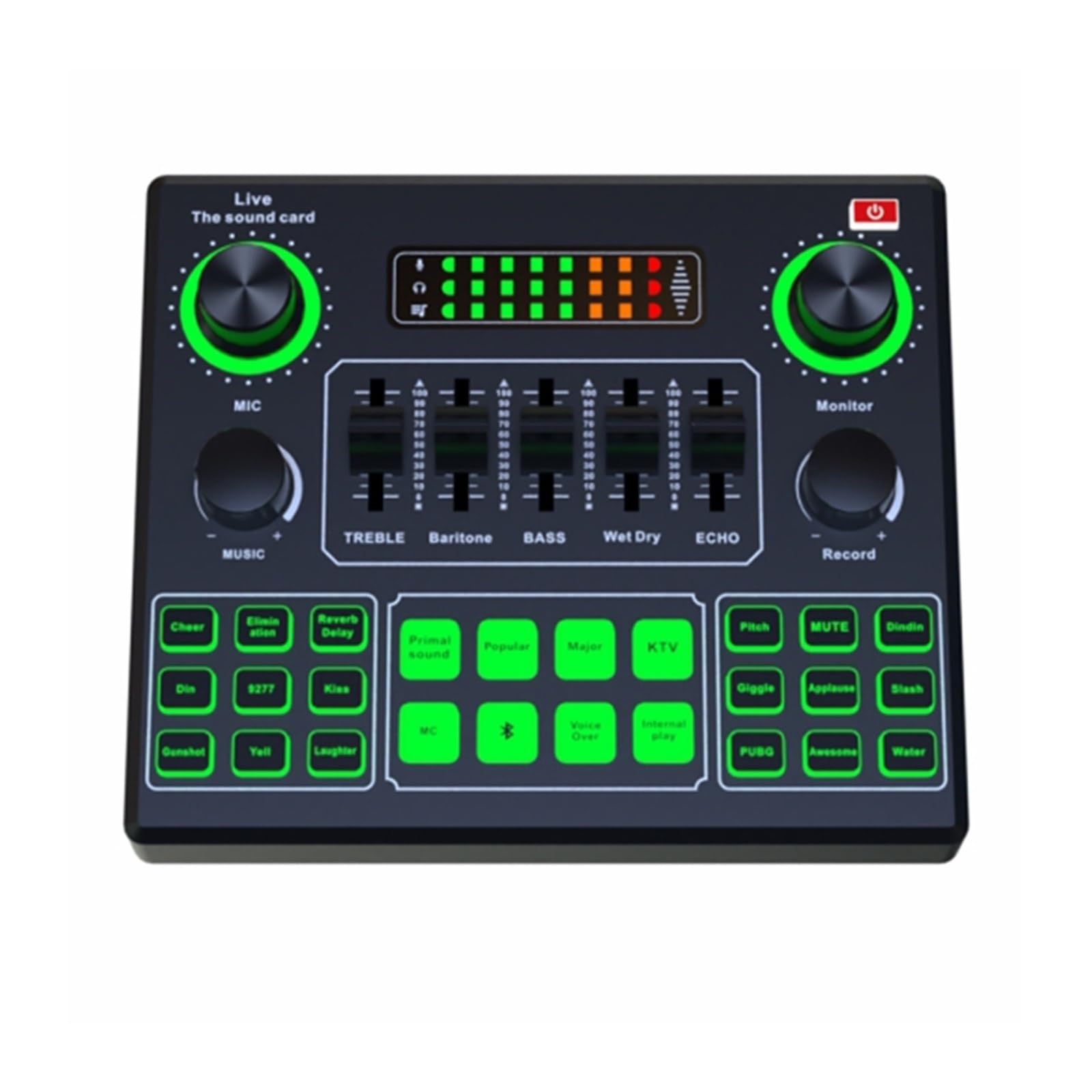 Mezclador de audio, Tarjeta de sonido HD, tarjetas en vivo, mezclador audio externo for transmisión, grabación, hogar, KTV, juegos, música, canto, PC, teléfono Para karaoke en estudio