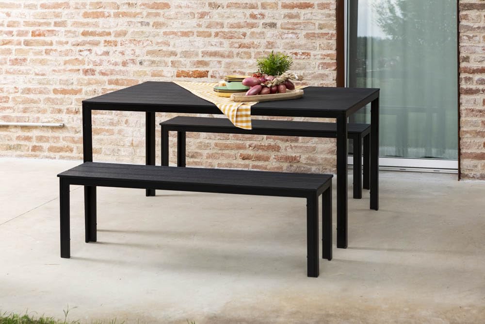 Panca da giardino 2 posti in acciaio 141x28,5x43 cm – Fiona XL (Antracite)