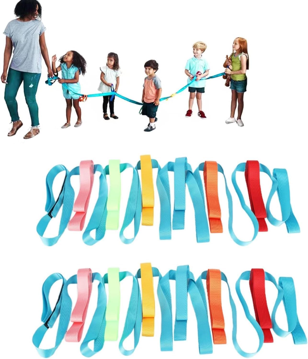 Sicherheitsseil für Kinder, 368 cm lang, mit 12 farbigen Griffen, Anti-Verlust-Kleinkind-Laufseil Walk-in-Line-Seil Kinderschulbedarf für Die Vorschule, Kindertagesstätte, Kindergarten, Schu (1)