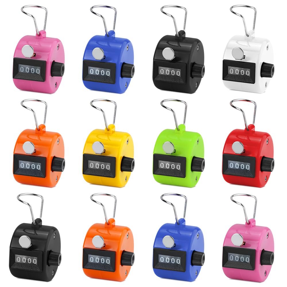 12 Pezzi Contatore di Conteggio Manuale, Digitale Num Manuale Metallo Conteggio Calcolatrice Meccanico Contatore Manuale a Corsa Manuale per Tornio Sport/Allenatore/Scuola/Golf