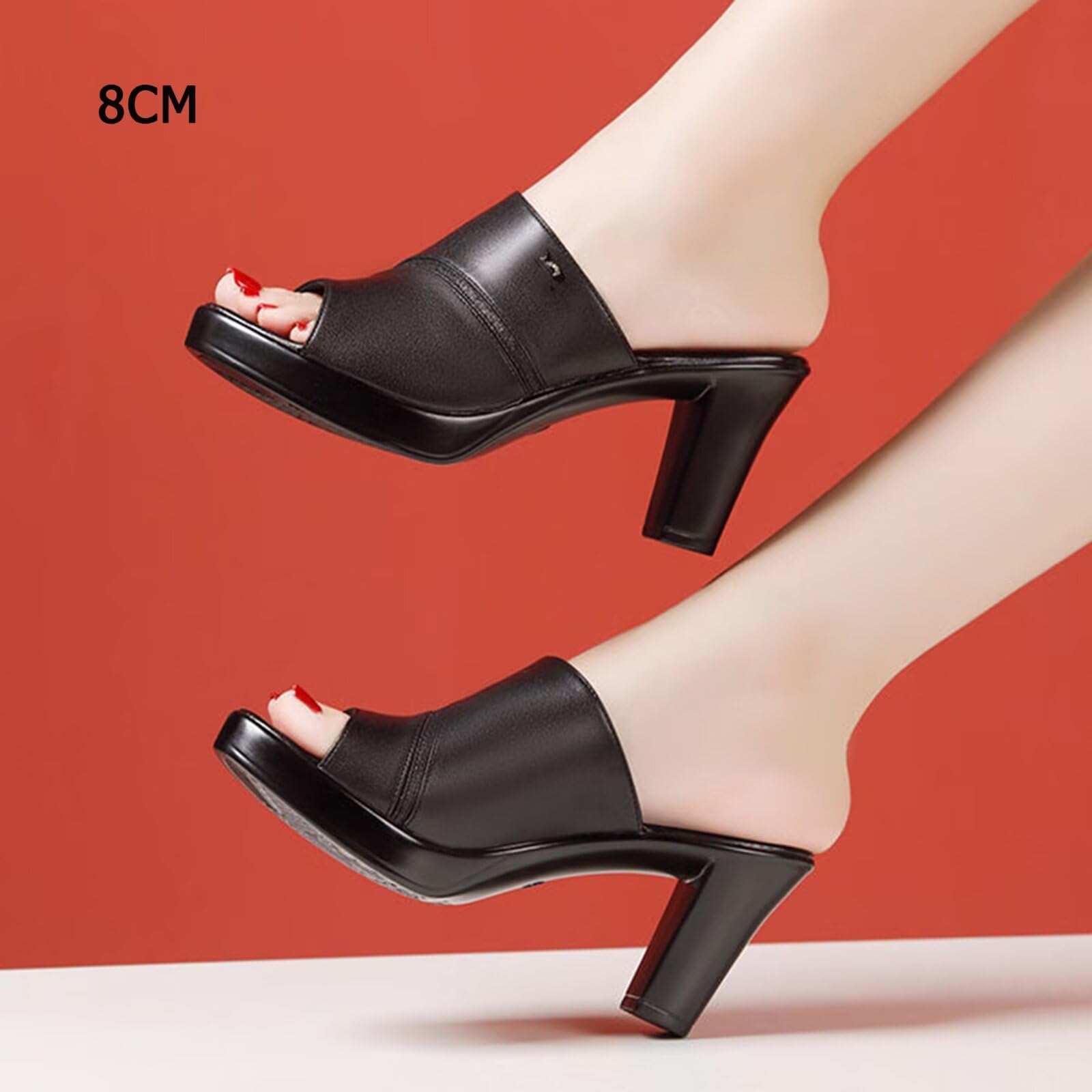 HNVAVQ Mules con Plateau Donna Sandali Estivi Tacco Largo Comodo Scarpe da Ufficio Cerimonia Elegante 8cm/10cm