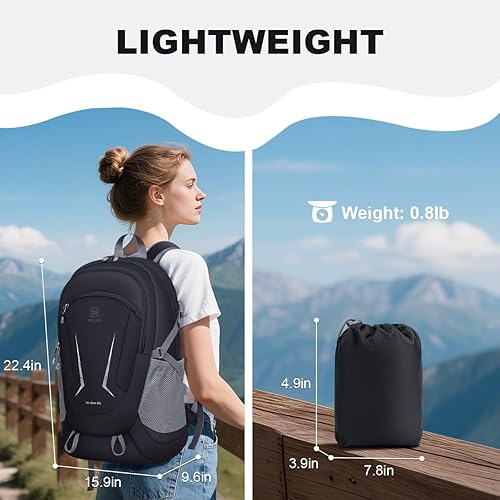 Miniatura 6 de Mochila plegable ligera para viajes, mochila de senderismo de 45 L, mochila para hombres y mujeres, mochila plegable impermeable grande