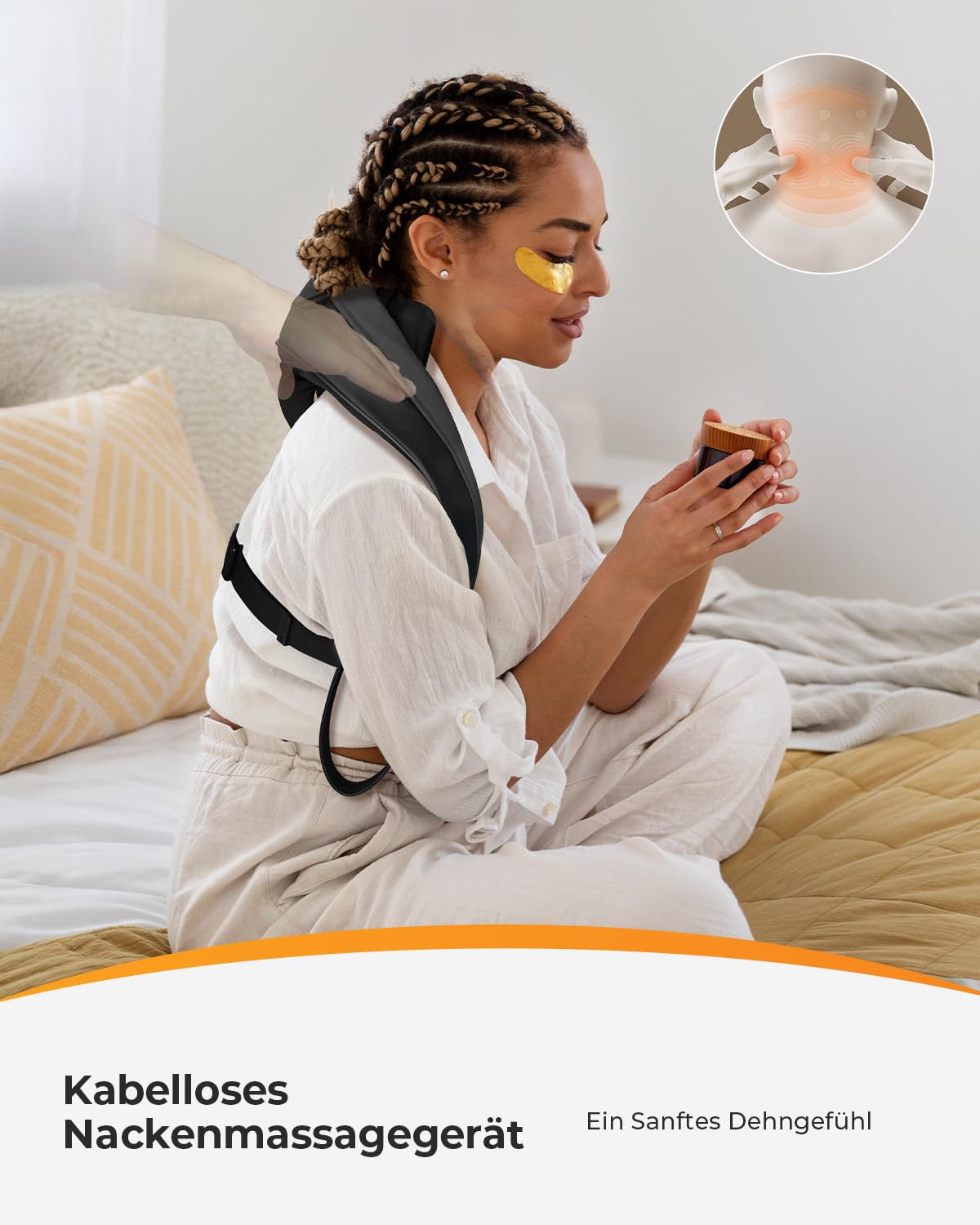 CooCoCo Kabelloses Nackenmassagegerät mit Wärme, Shiatsu Schulter Massagegerät, Wiederaufladbares Rückenmassagegerät für Nacken, Rücken und Schulter, für Büro und Reisen, Geschenke für Frauen Männer