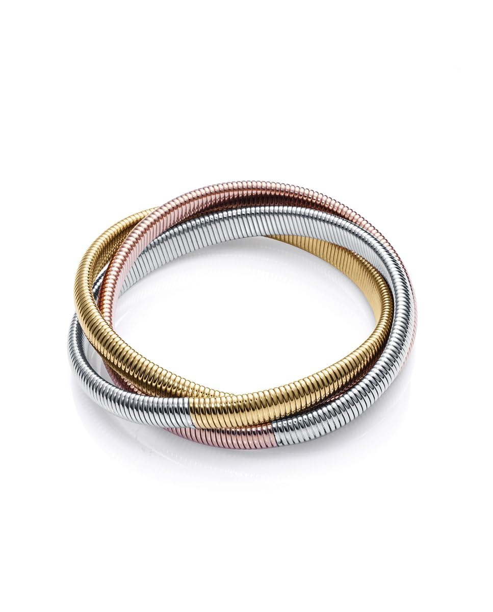 Viceroy Fashion 14085P01019 Bracciale Donna Triplo Acciaio Dorato, Argento e Bronzo, Stile Chic, Unico, 18 + 2 cm, Metallo, Senza pietra preziosa