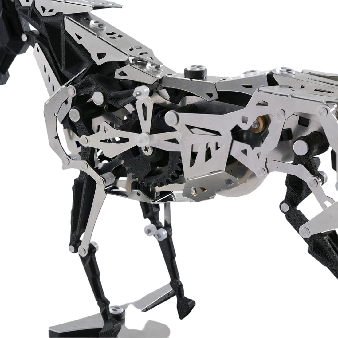 Puzzle 3D in metallo per adulti, a energia solare, 165 pezzi | Cavallo in movimento con azionamento meccanico, struttura del cambio con ingranaggi e aste aperti, senza incollaggio