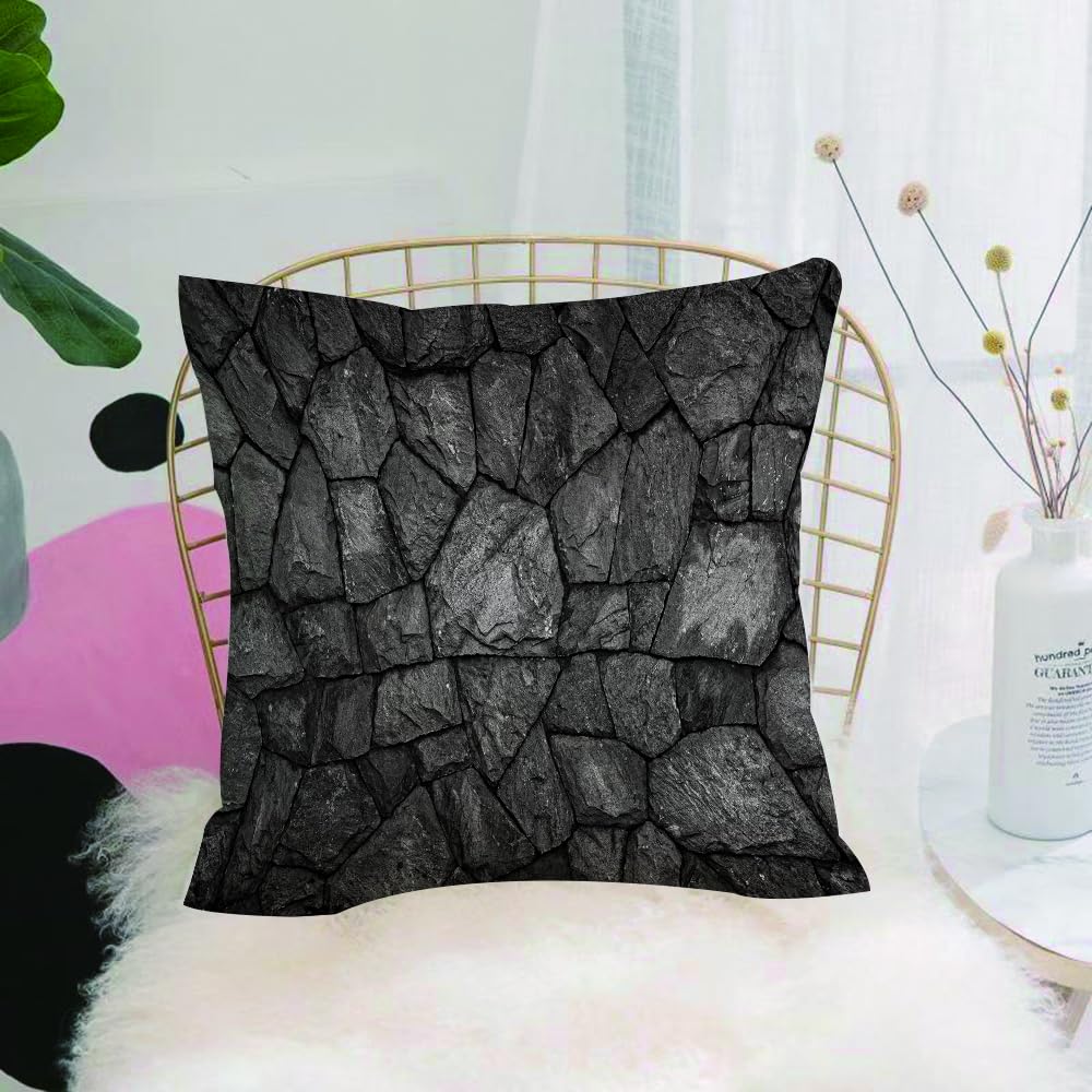 HYMSXW Cushion Cover,Throw Pillow Case Home Decorative for Living Room Bedroom Sofa Chair 20X20 Inch,Grey,Stone Wall Texture Image Rough Rusty Blocks Obsolete Structure Antique Gru,Pillowcase 50X50cm