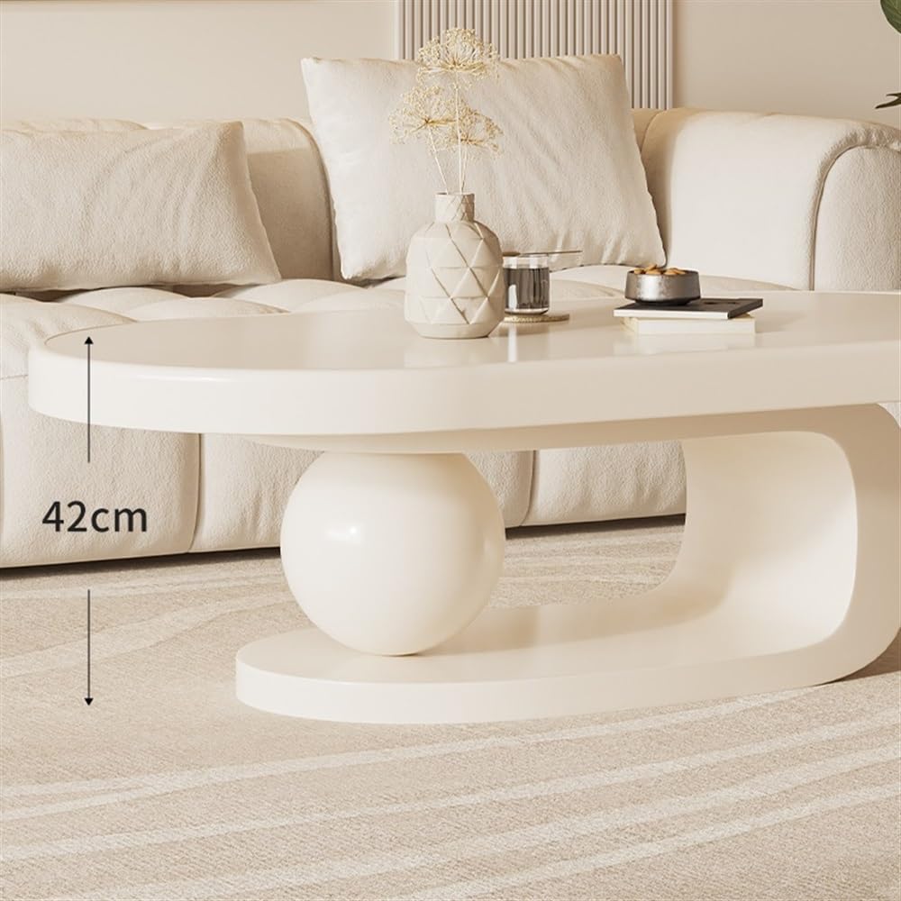 Stoliki centralne Nowoczesny minimalistyczny owalny stolik kawowy z litego drewna, luksusowe meble do salonu, oszczędzający miejsce design dla małych domów Stolik boczny(120cm)